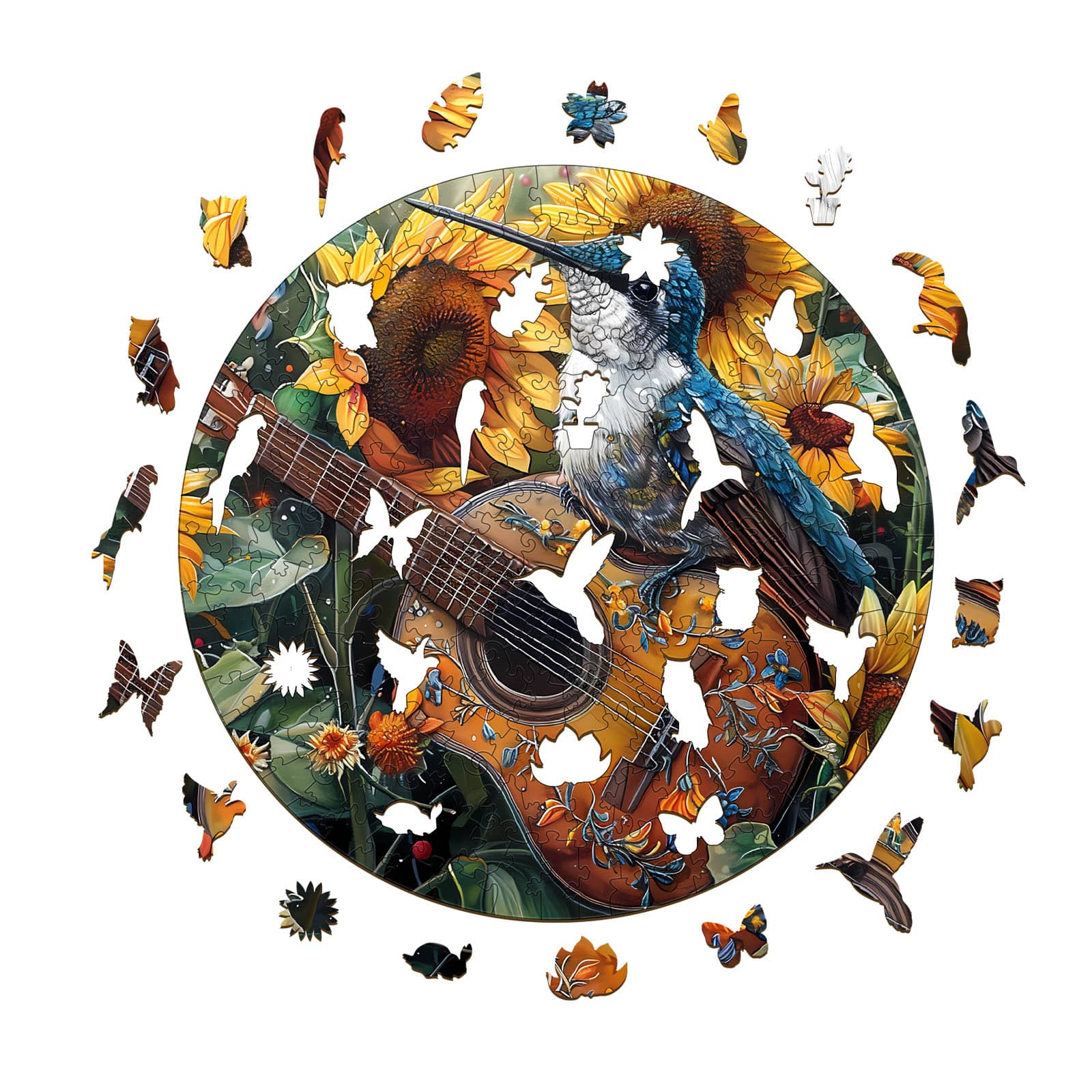 Wooden Jigsaw Puzzle-Elegant Hummingbird - Image 2