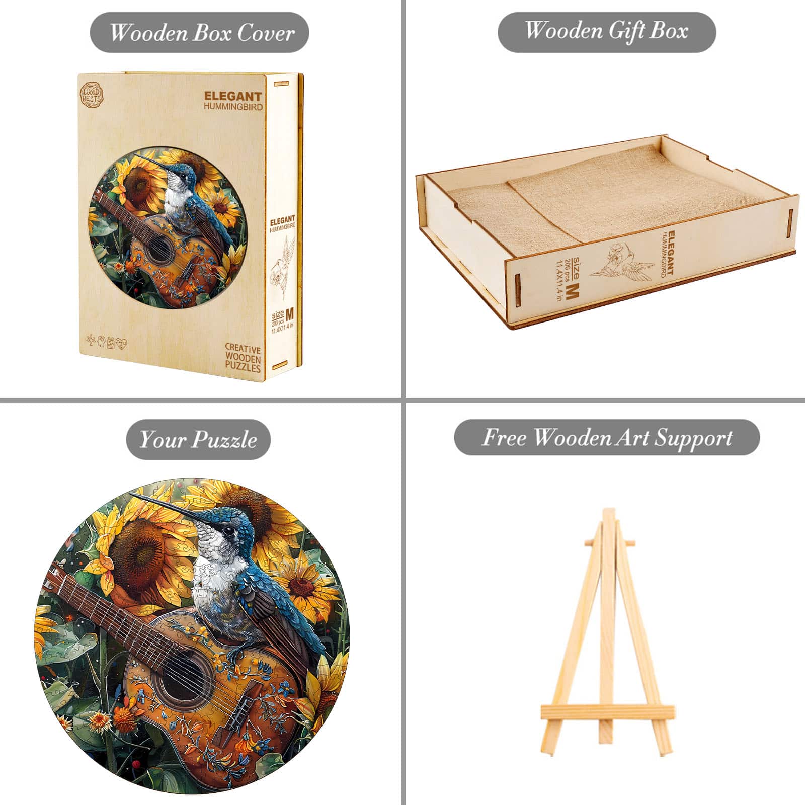 Wooden Jigsaw Puzzle-Elegant Hummingbird - Image 6