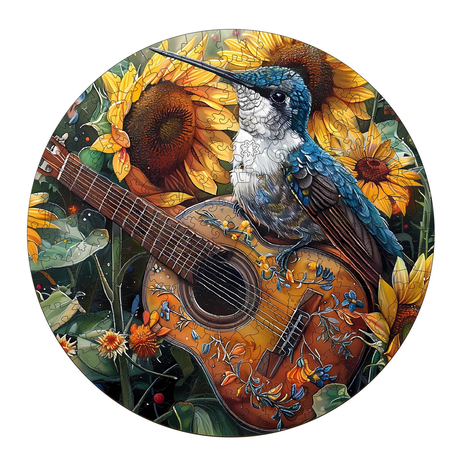 Wooden Jigsaw Puzzle-Elegant Hummingbird