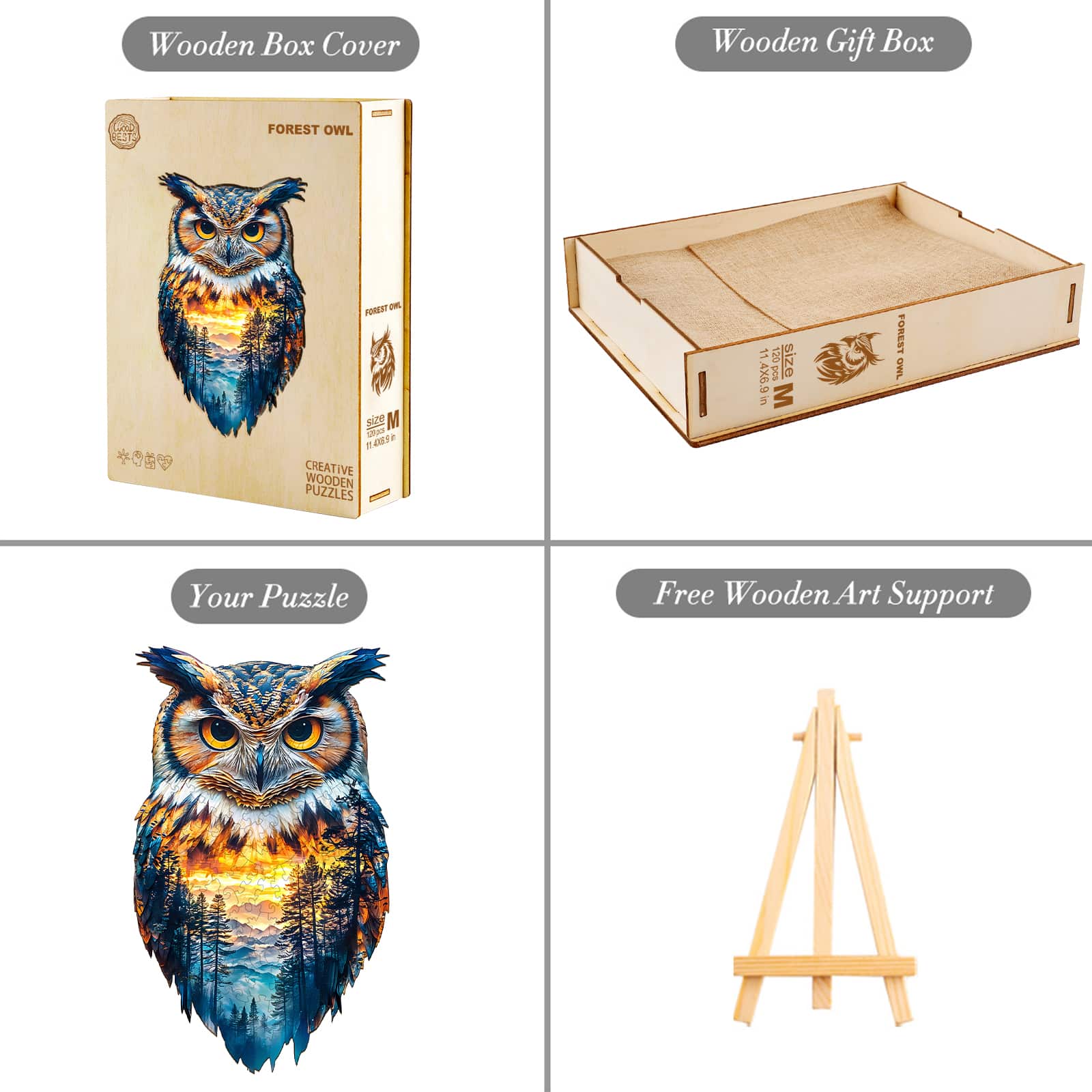 Wooden Jigsaw Puzzle-Forest Owl - Image 4