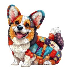 Wooden Jigsaw Puzzle - Patchwork Corgi