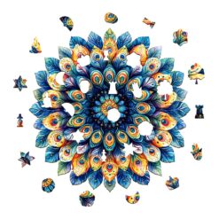 Alternative view of Wooden Jigsaw Puzzle - Peacock Feather Mandala