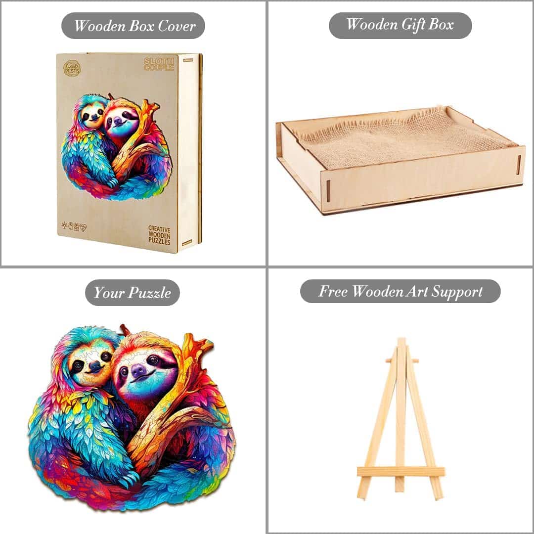Wooden Jigsaw Puzzle-Sloth Couple - Image 4