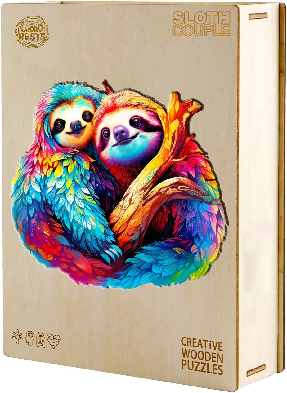 Wooden Jigsaw Puzzle-Sloth Couple - Image 5