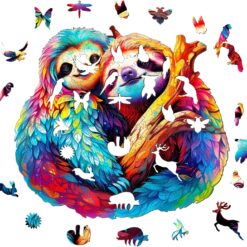Alternative view of Wooden Jigsaw Puzzle-Sloth Couple