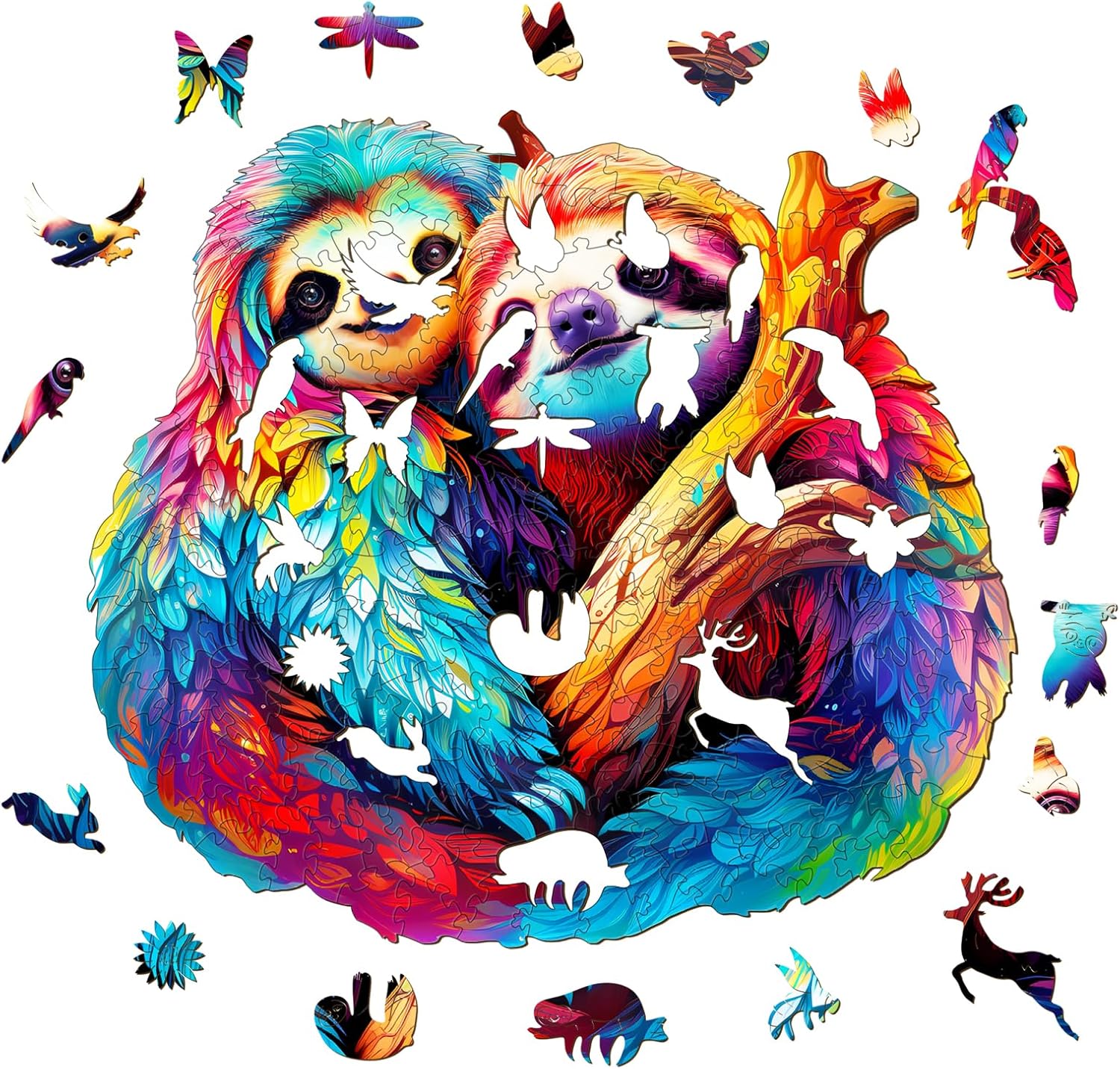 Wooden Jigsaw Puzzle-Sloth Couple - Image 2