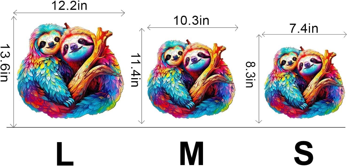 Wooden Jigsaw Puzzle-Sloth Couple - Image 3