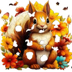 Alternative view of Wooden Jigsaw Puzzle-smiling squirrel