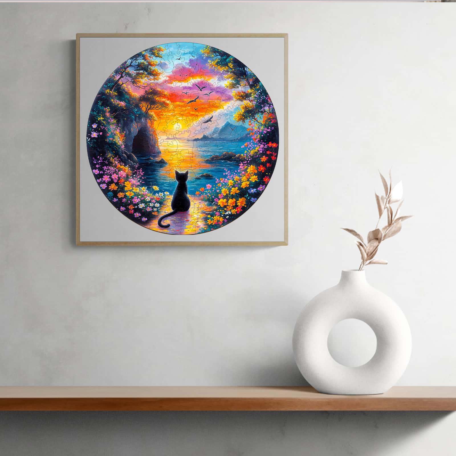 Wooden Jigsaw Puzzle-Sunset Kitten - Image 8