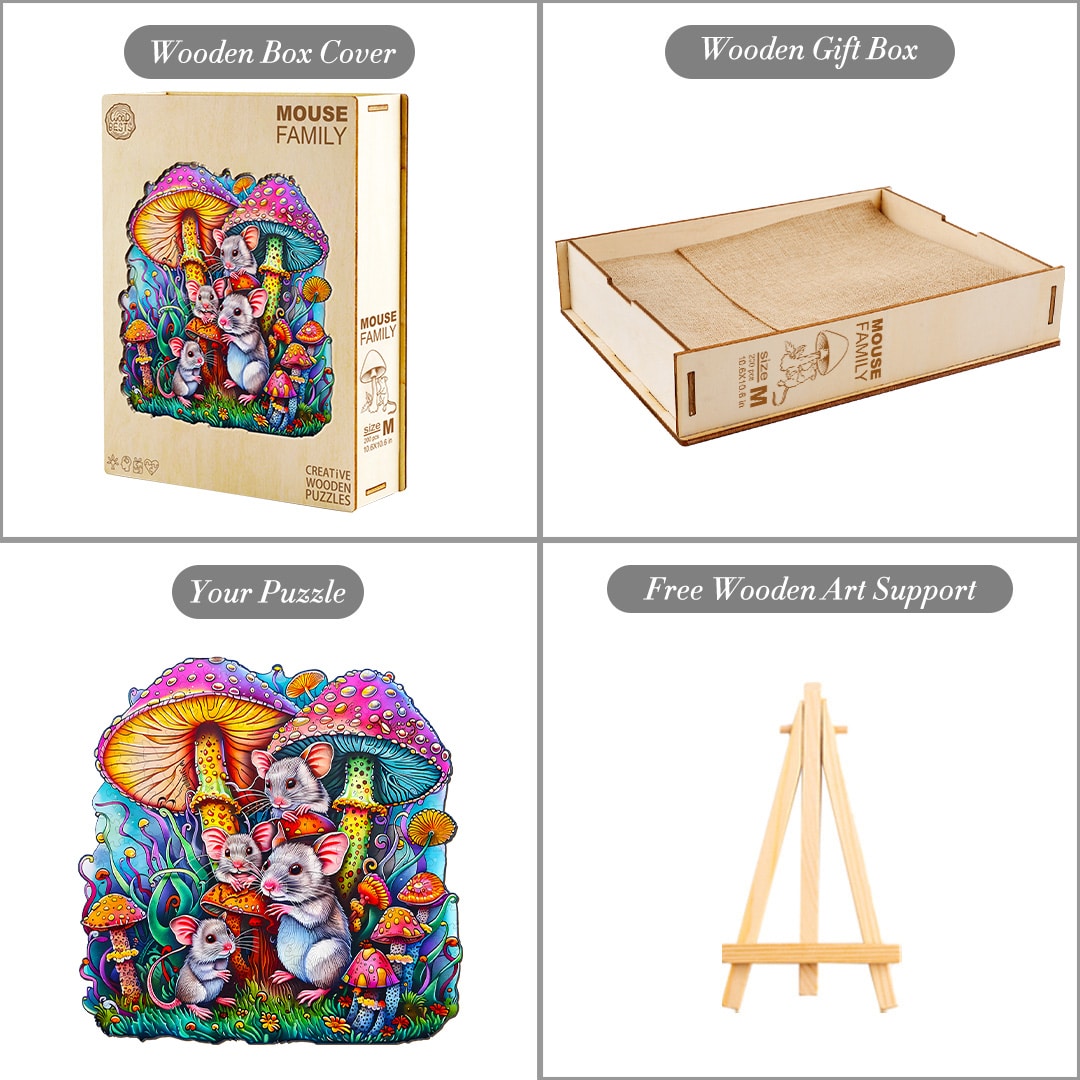 Wooden Jigsaw Puzzle-Mouse Family - Image 4