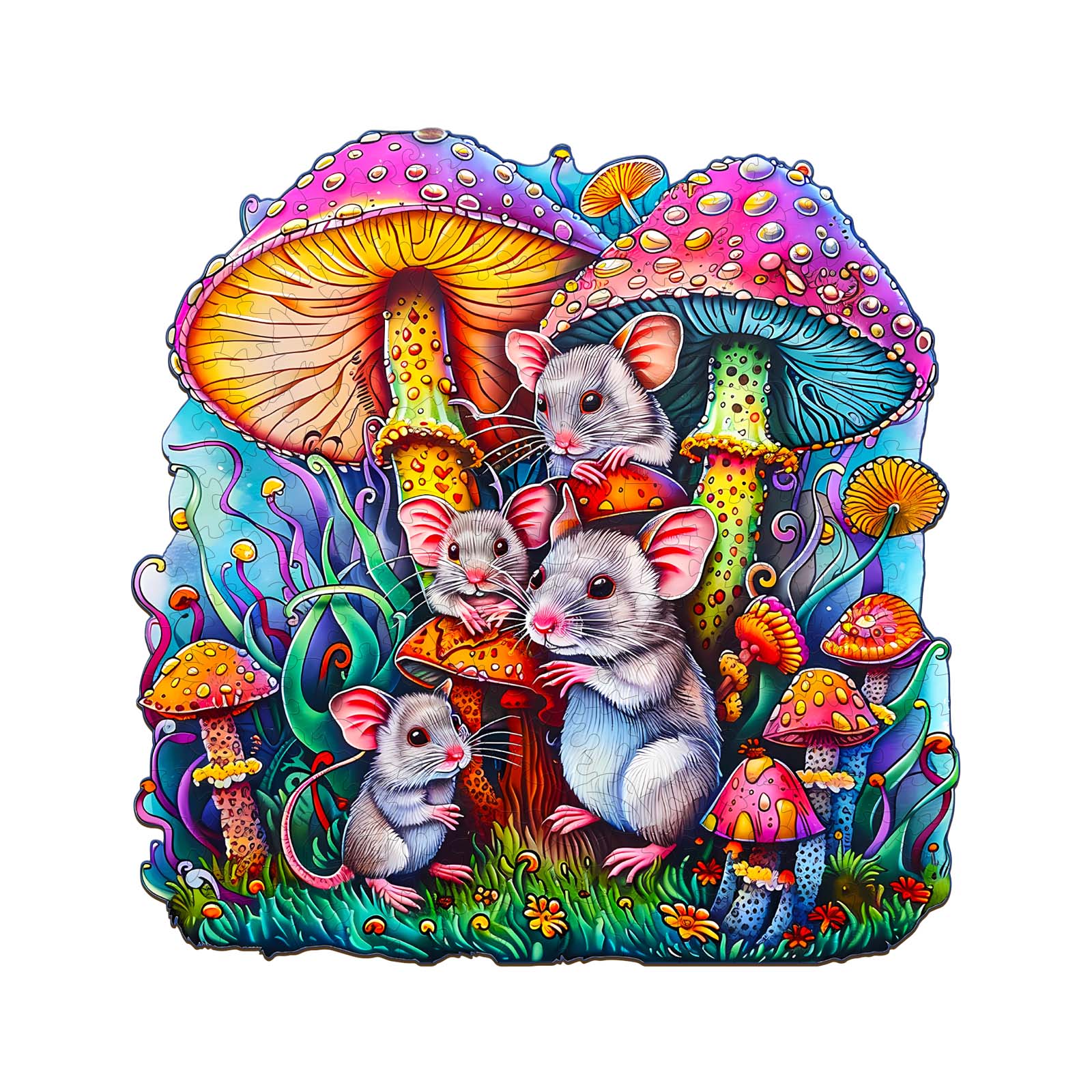 Wooden Jigsaw Puzzle-Mouse Family