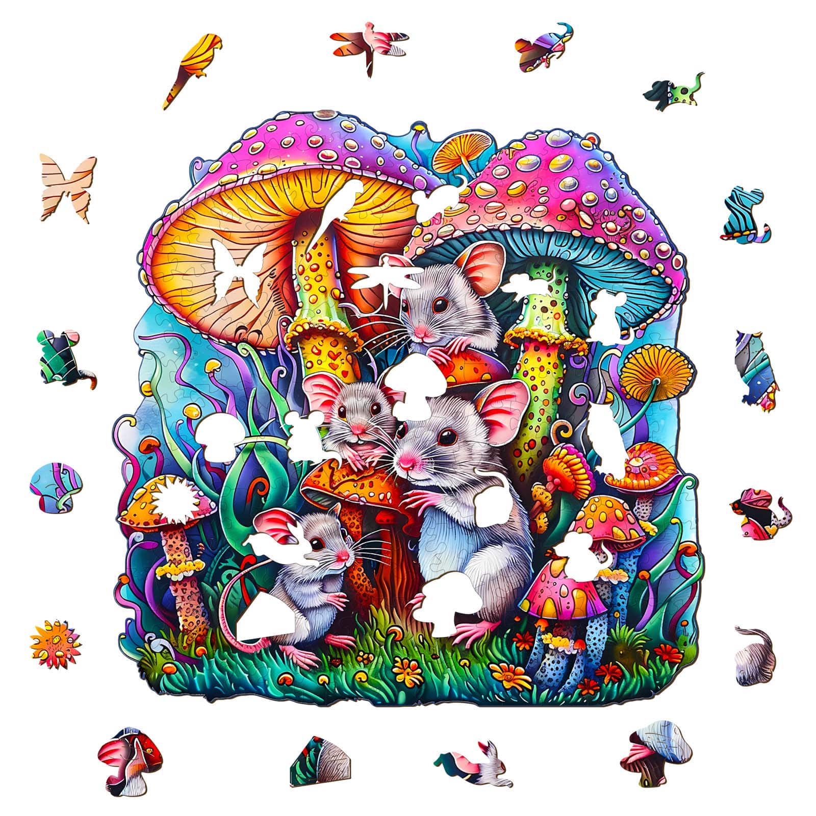 Wooden Jigsaw Puzzle-Mouse Family - Image 2