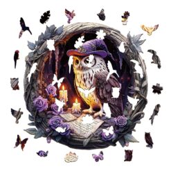 Alternative view of Wooden Jigsaw Puzzle-Witch Owl