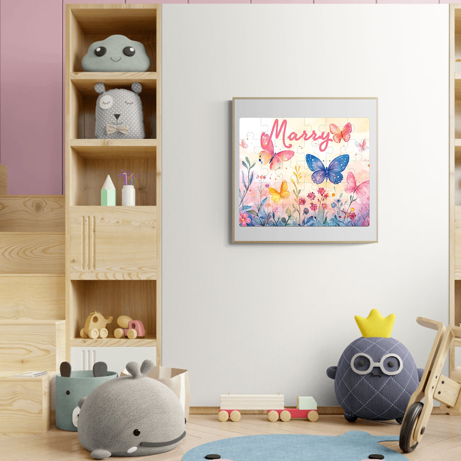Custom Name Wooden Jigsaw Puzzle for Children - Beautiful Butterfly - Image 6