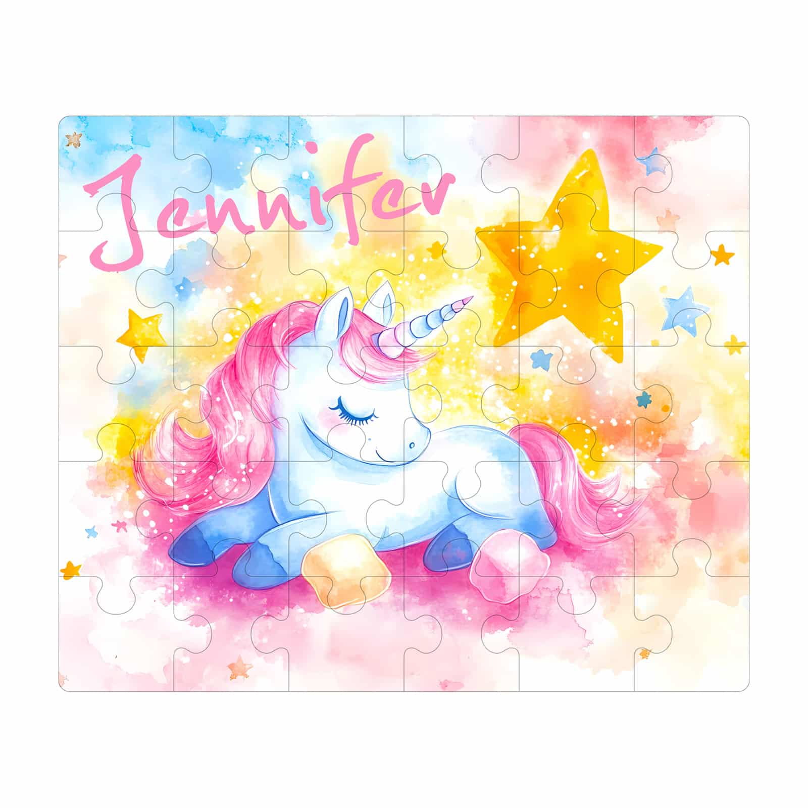 Custom Name Wooden Jigsaw Puzzle for Children - Sleeping Elf Pony