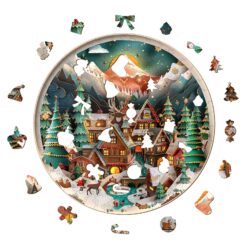 Alternative view of Wooden Jigsaw Puzzle - 3D Christmas Town