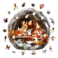 Alternative view of Wooden Jigsaw Puzzle - 3D Burrow Squirrel