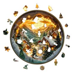 Alternative view of Wooden Jigsaw Puzzle - 3D Christmas Village