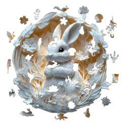 Alternative view of Wooden Jigsaw Puzzle - 3D Paper Rabbit
