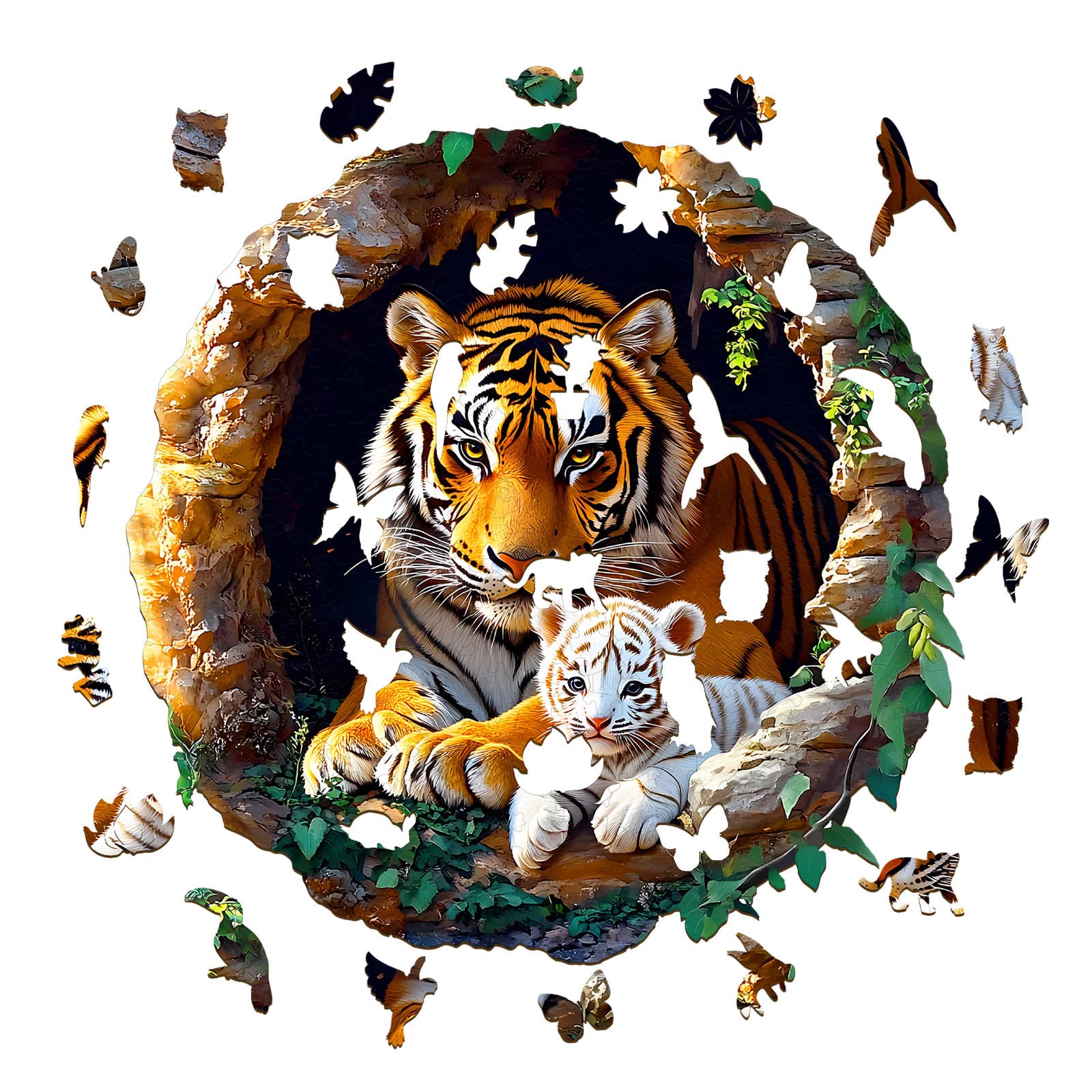Wooden Jigsaw Puzzle - 3D Tiger Family - Image 2
