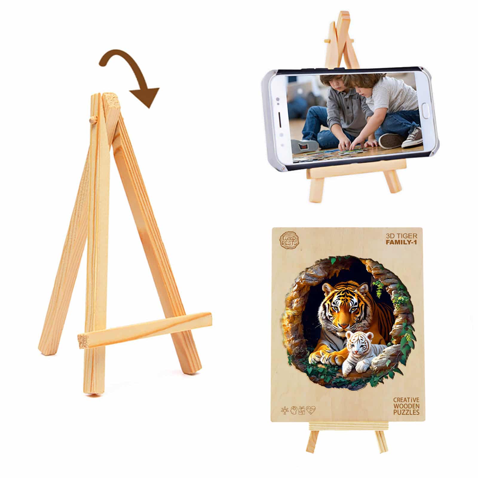 Wooden Jigsaw Puzzle - 3D Tiger Family - Image 9