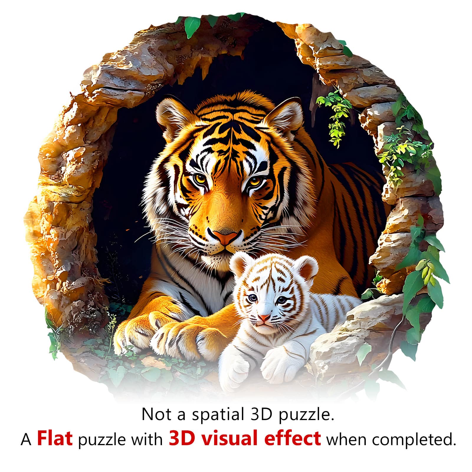 Wooden Jigsaw Puzzle - 3D Tiger Family - Image 8