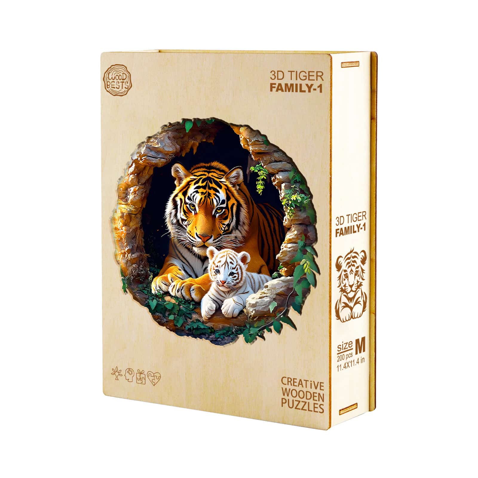 Wooden Jigsaw Puzzle - 3D Tiger Family - Image 7