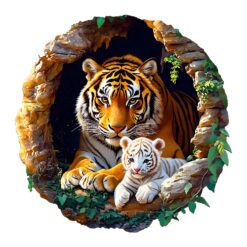 Wooden Jigsaw Puzzle - 3D Tiger Family