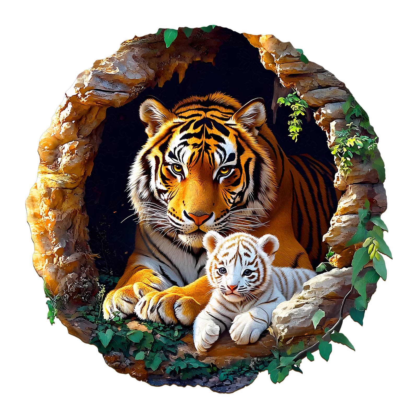 Wooden Jigsaw Puzzle - 3D Tiger Family
