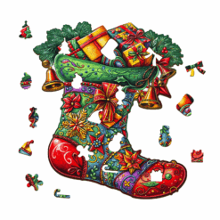 Alternative view of Wooden Jigsaw Puzzle - Christmas Sock