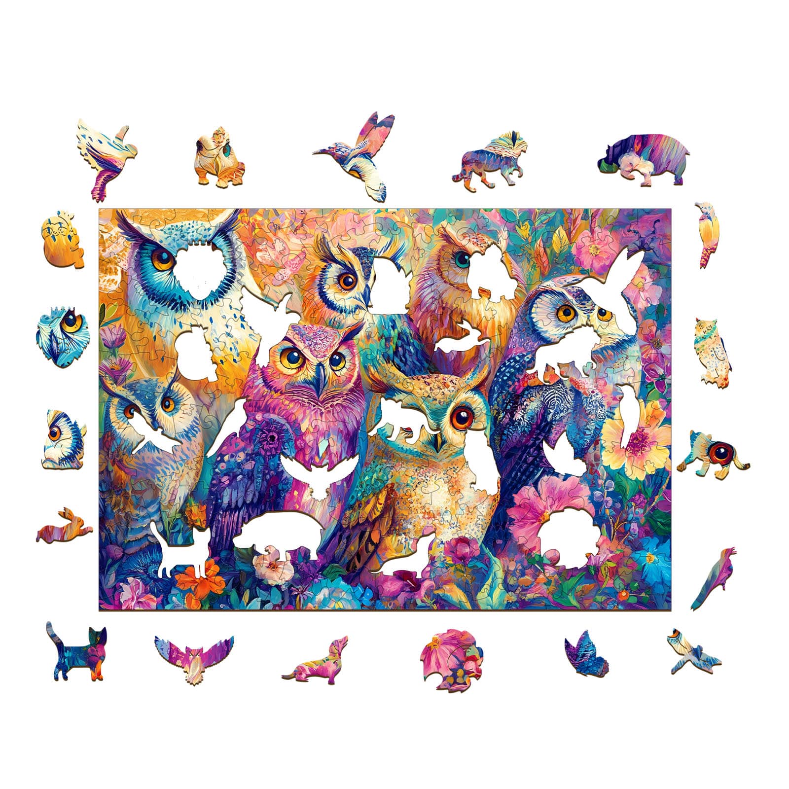 Wooden Jigsaw Puzzle - Colored Owl - Image 2