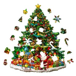Alternative view of Wooden Jigsaw Puzzle - Colorful Christmas Tree