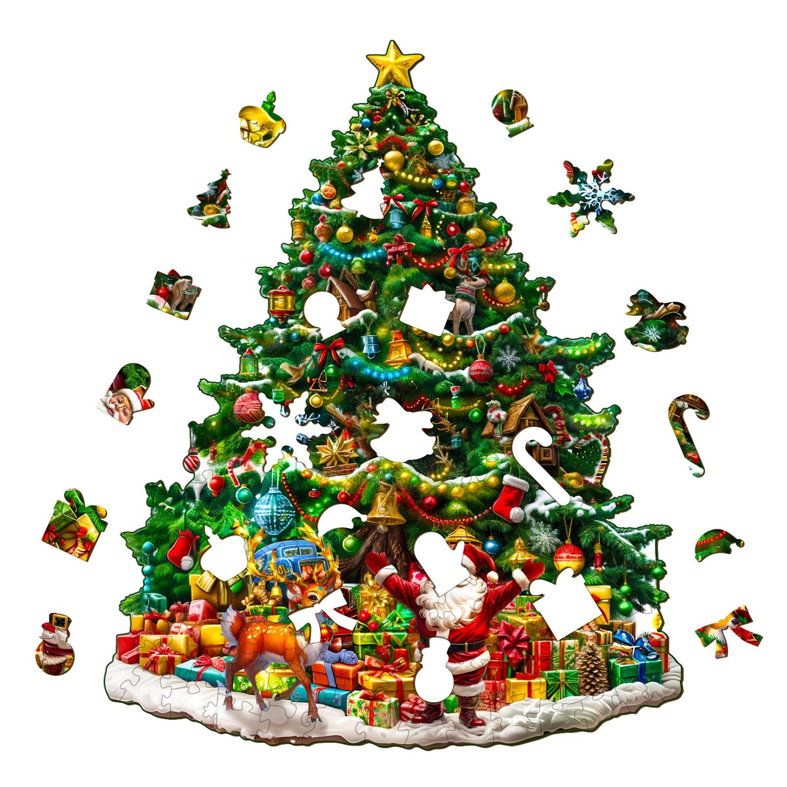 Wooden Jigsaw Puzzle - Colorful Christmas Tree - Image 2
