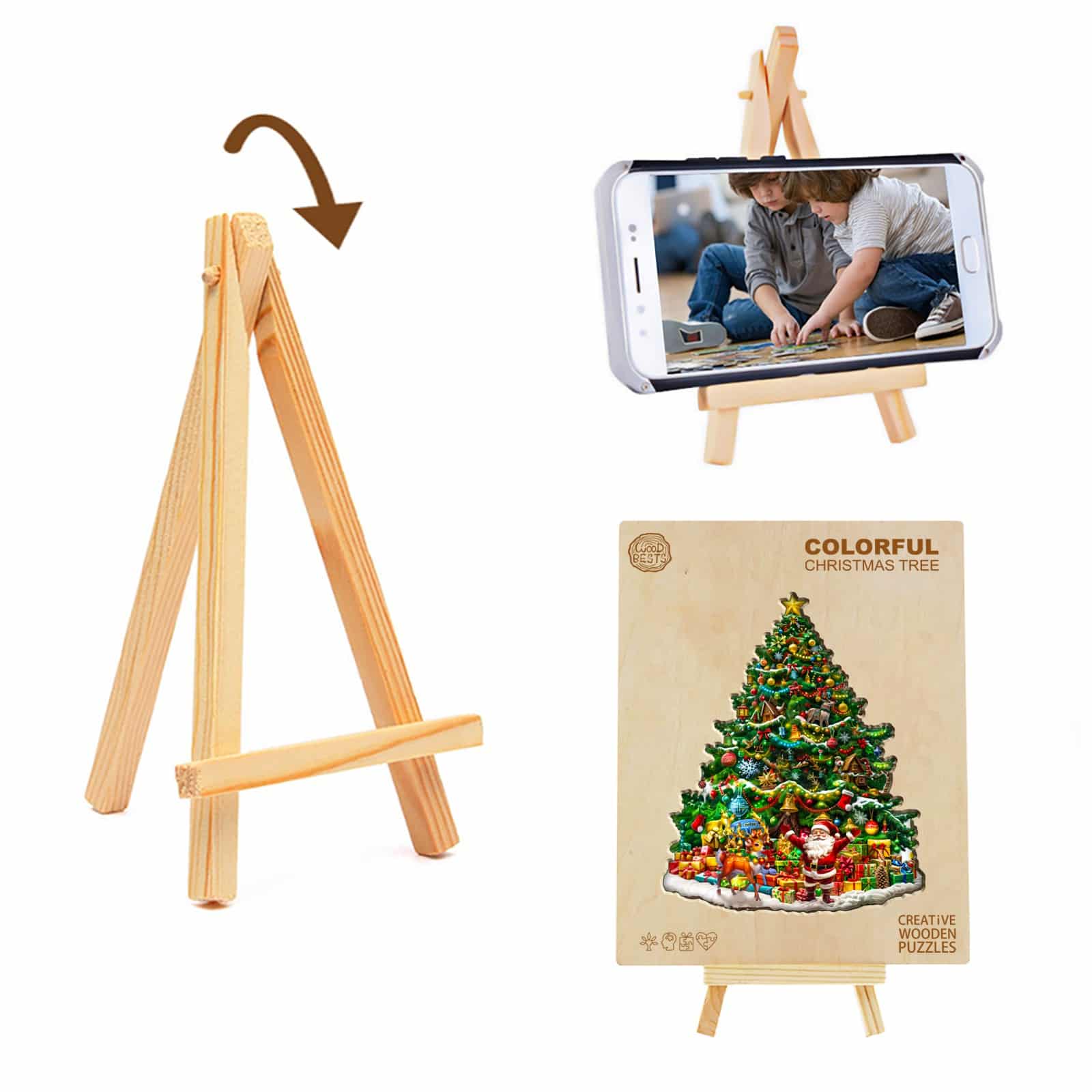 Wooden Jigsaw Puzzle - Colorful Christmas Tree - Image 8