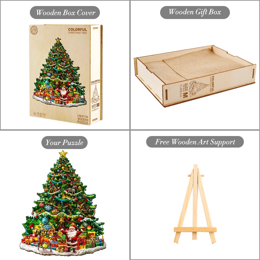 Wooden Jigsaw Puzzle - Colorful Christmas Tree - Image 6