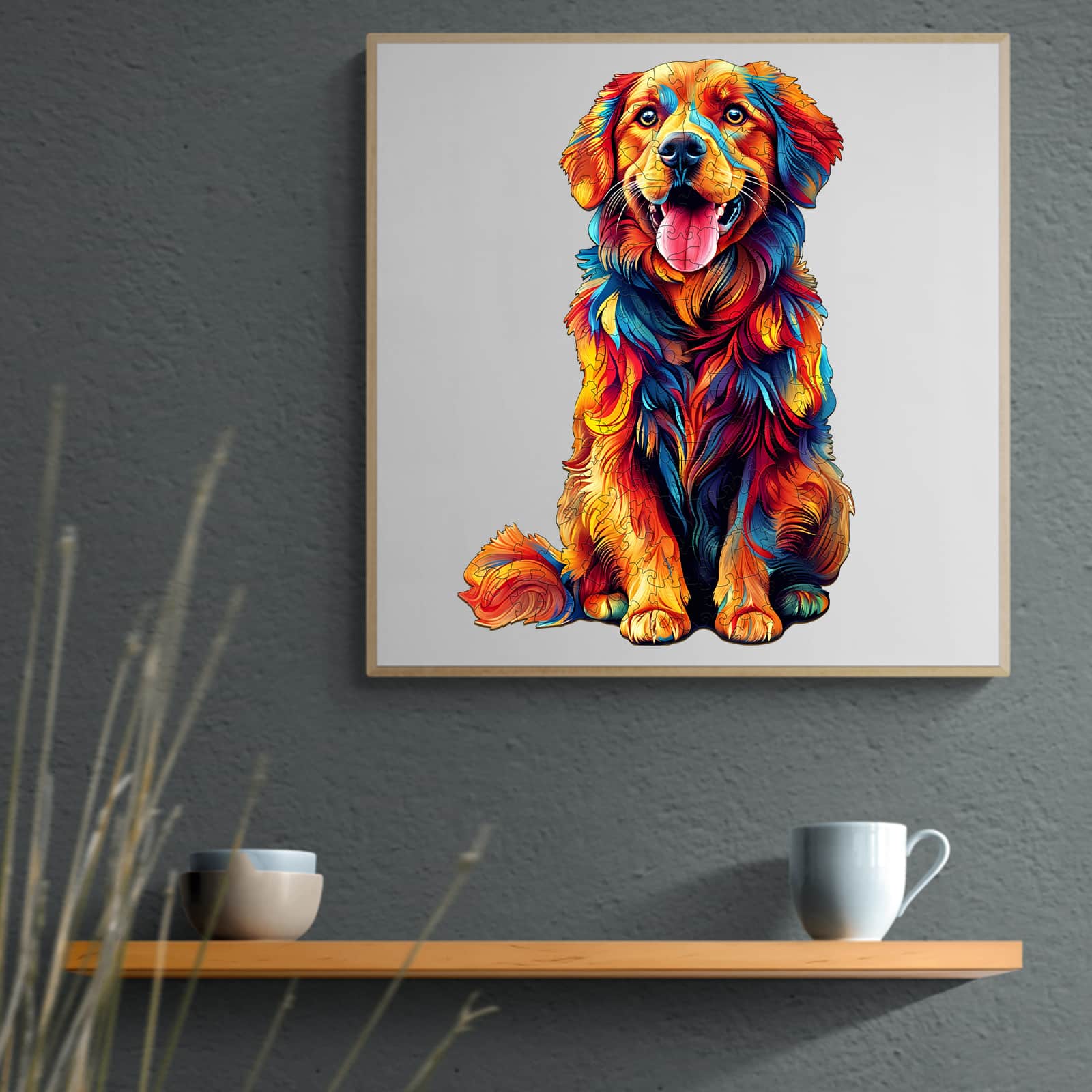 Wooden Jigsaw Puzzle - Colorful Golden Retriever - Image 4
