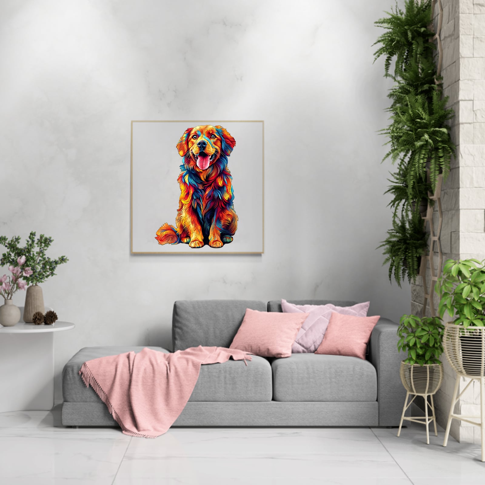 Wooden Jigsaw Puzzle - Colorful Golden Retriever - Image 5