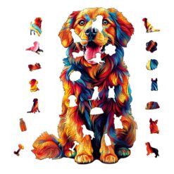Alternative view of Wooden Jigsaw Puzzle - Colorful Golden Retriever