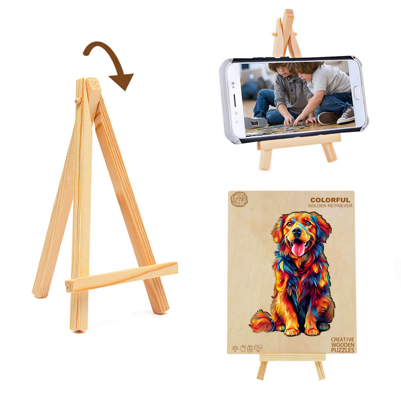 Wooden Jigsaw Puzzle - Colorful Golden Retriever - Image 8