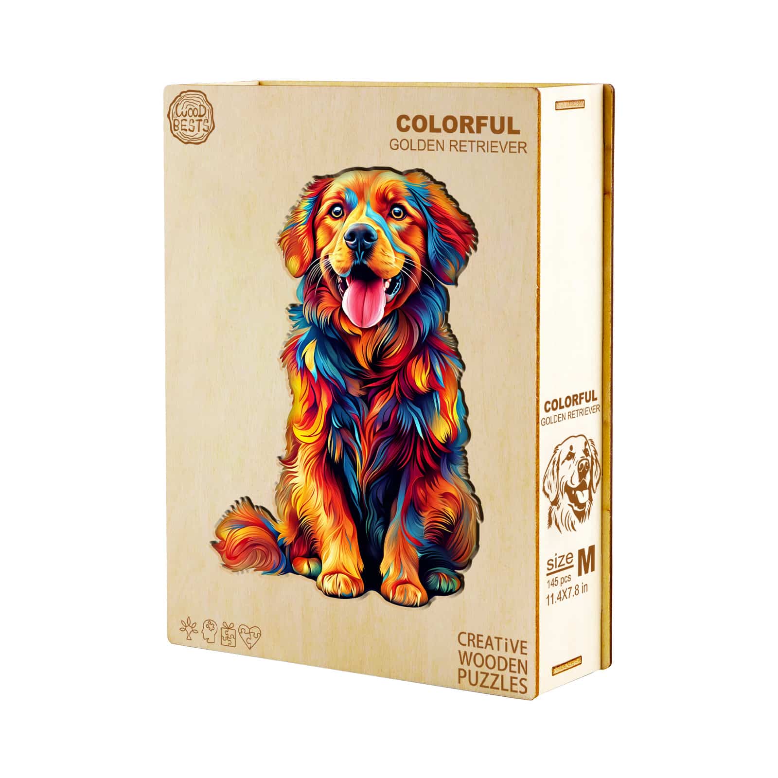 Wooden Jigsaw Puzzle - Colorful Golden Retriever - Image 7