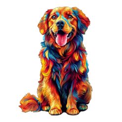 Wooden Jigsaw Puzzle - Colorful Golden Retriever