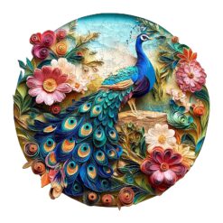 Wooden Jigsaw Puzzle - Colorful Peacock