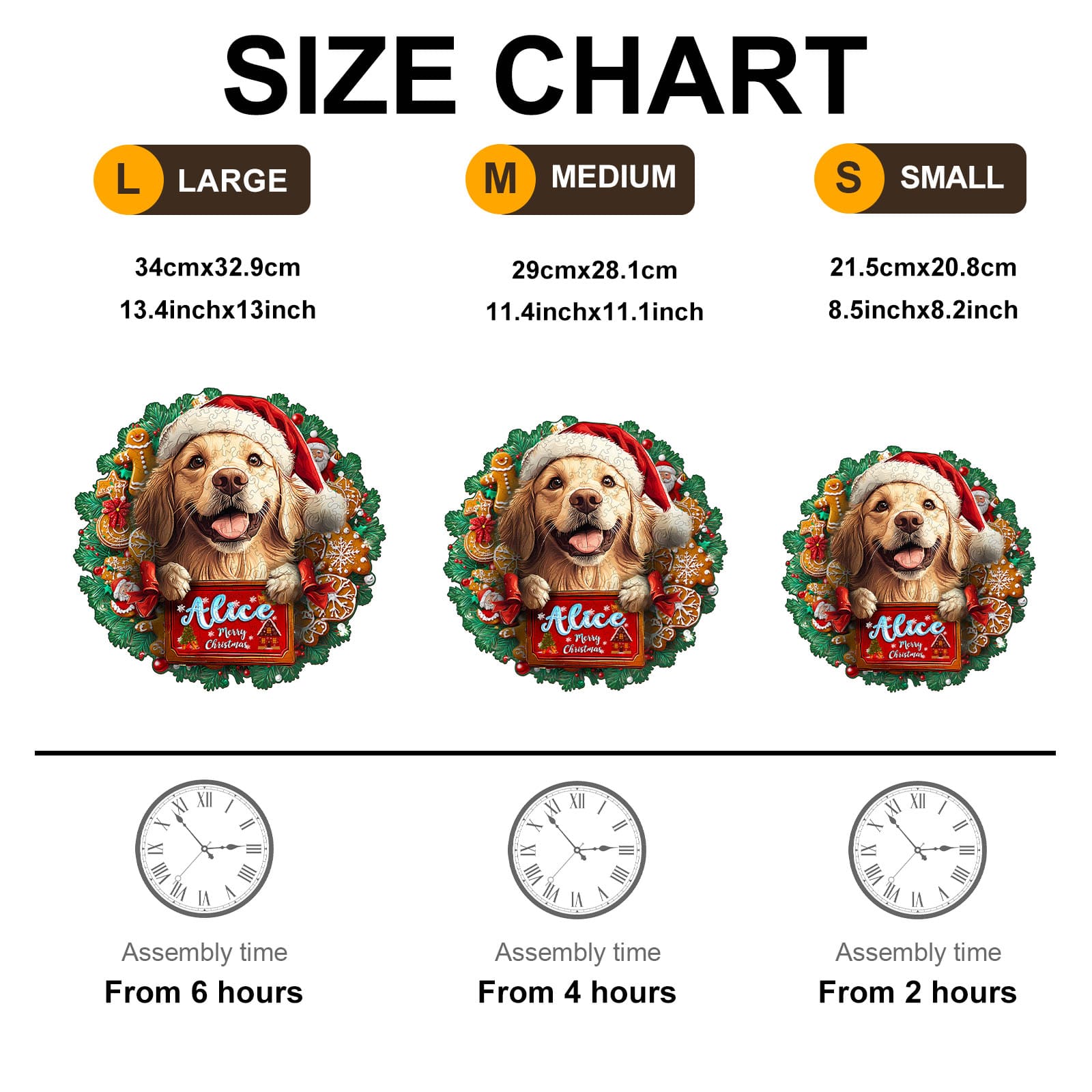 Custom Name Wooden Jigsaw Puzzle - Christmas Golden Retriever - Image 3