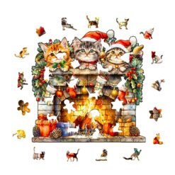 Alternative view of Wooden Jigsaw Puzzle - Fireplace Kitten