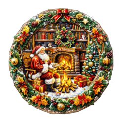 Wooden Jigsaw Puzzle - Fireside Santa