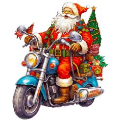 Wooden Jigsaw Puzzle - Motorcycle Santa