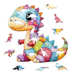 Alternative view of Wooden Jigsaw Puzzle - Patchwork Dinosaur
