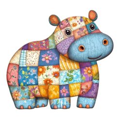 Wooden Jigsaw Puzzle - Patchwork Hippo