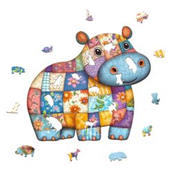 Alternative view of Wooden Jigsaw Puzzle - Patchwork Hippo