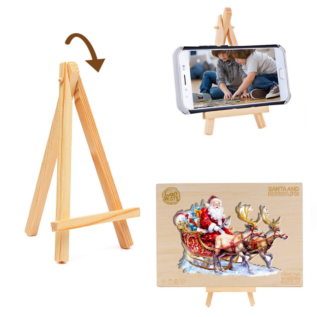Wooden Jigsaw Puzzle - Santa and Rudolph - Image 6